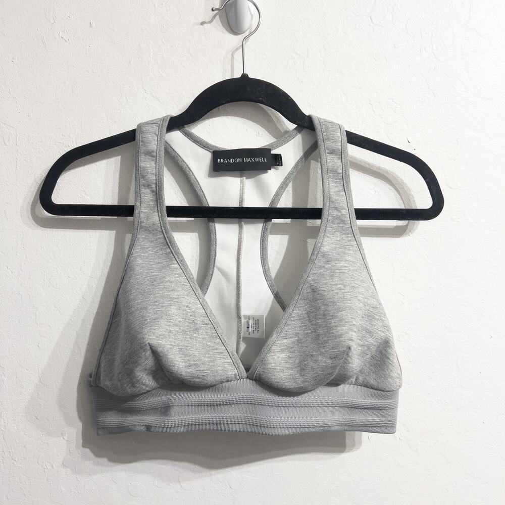 Brandon Maxwell Sports Racer Back Bra Top Cropped Large Gray Sporty Crop